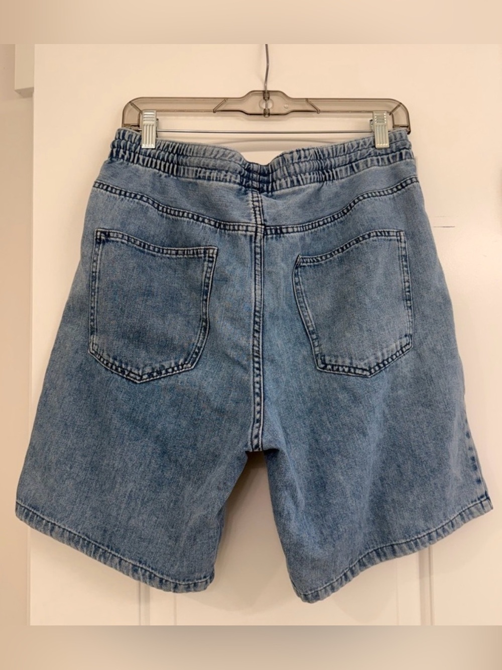 Men's Jorts - Light Blue Denim Drawstring Shorts - Picture 3 of 4